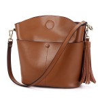 Genuine Leather Vintage Bucket Bag Shoulder Bag Crossbody Bag
