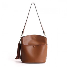 Genuine Leather Vintage Bucket Bag Shoulder Bag Crossbody Bag
