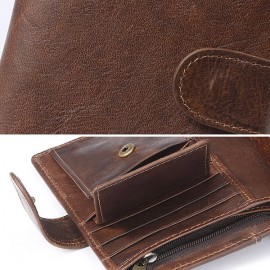 Genuine Leather Vintage Multi-card Slots Driver License Trifold Wallet For Men