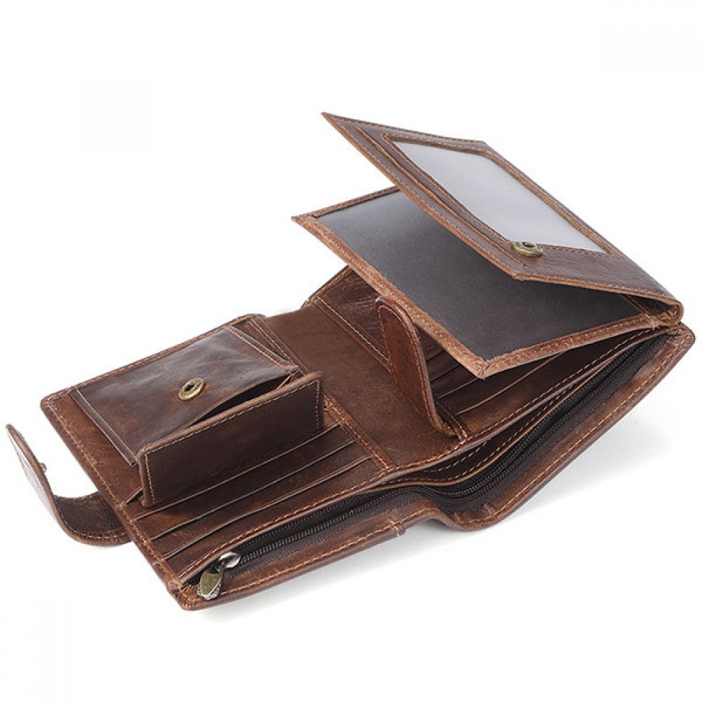 Genuine Leather Vintage Multi-card Slots Driver License Trifold Wallet For Men