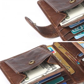 Genuine Leather Vintage Multi-card Slots Driver License Trifold Wallet For Men