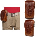 Genuine Leather Waist Bag Crocodile Pattern Crossbody Bag Phone Bag For Men