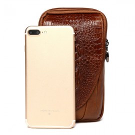 Genuine Leather Waist Bag Crocodile Pattern Crossbody Bag Phone Bag For Men