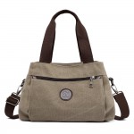 KVKY Front Zipper Pockets Handbags Vintage Canvas Shoulder Bags Summer Shopping Bags