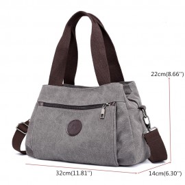 KVKY Front Zipper Pockets Handbags Vintage Canvas Shoulder Bags Summer Shopping Bags