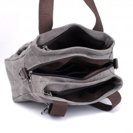 KVKY Front Zipper Pockets Handbags Vintage Canvas Shoulder Bags Summer Shopping Bags