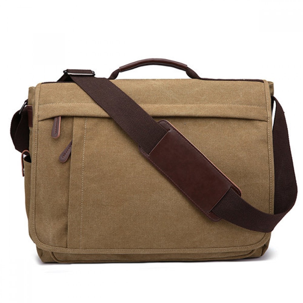 Large Capacity Canvas Business Laptop Bag Shoulder Bag Crossbody Bag For Men Women