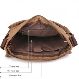 Large Capacity Canvas Business Laptop Bag Shoulder Bag Crossbody Bag For Men Women