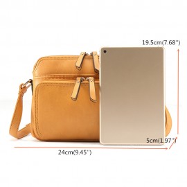 MANDY Women Solid Multi-pockets Casual PU Leather Crossbody Bag