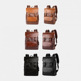 Men 15.6 Inch Large Capacity Leather Laptop Bag Backpack