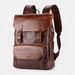 Men 15.6 Inch Large Capacity Leather Laptop Bag Backpack