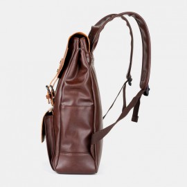 Men 15.6 Inch Large Capacity Leather Laptop Bag Backpack