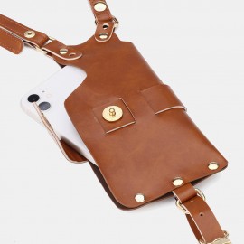 Men 6.3 Inch Phone Holder Anti-theft PU Waist Belt Bag Shoulder Bag