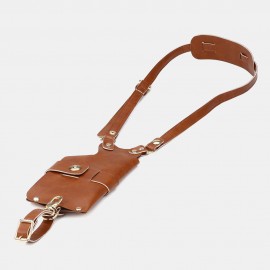 Men 6.3 Inch Phone Holder Anti-theft PU Waist Belt Bag Shoulder Bag
