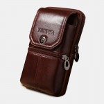 Men 6.3 Inch Solid Genuine Leather Belt Phone Bag