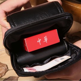 Men 6.3 Inch Solid Genuine Leather Belt Phone Bag