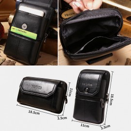 Men 6.3 Inch Solid Genuine Leather Belt Phone Bag