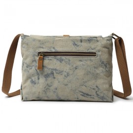 Men And Women Genuine Leather Canvas Vintage Crossbody Bag Leisure Print Shoulder Bag