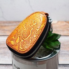Men And Women Vintage Genuine Leather Embossed Key Wallet