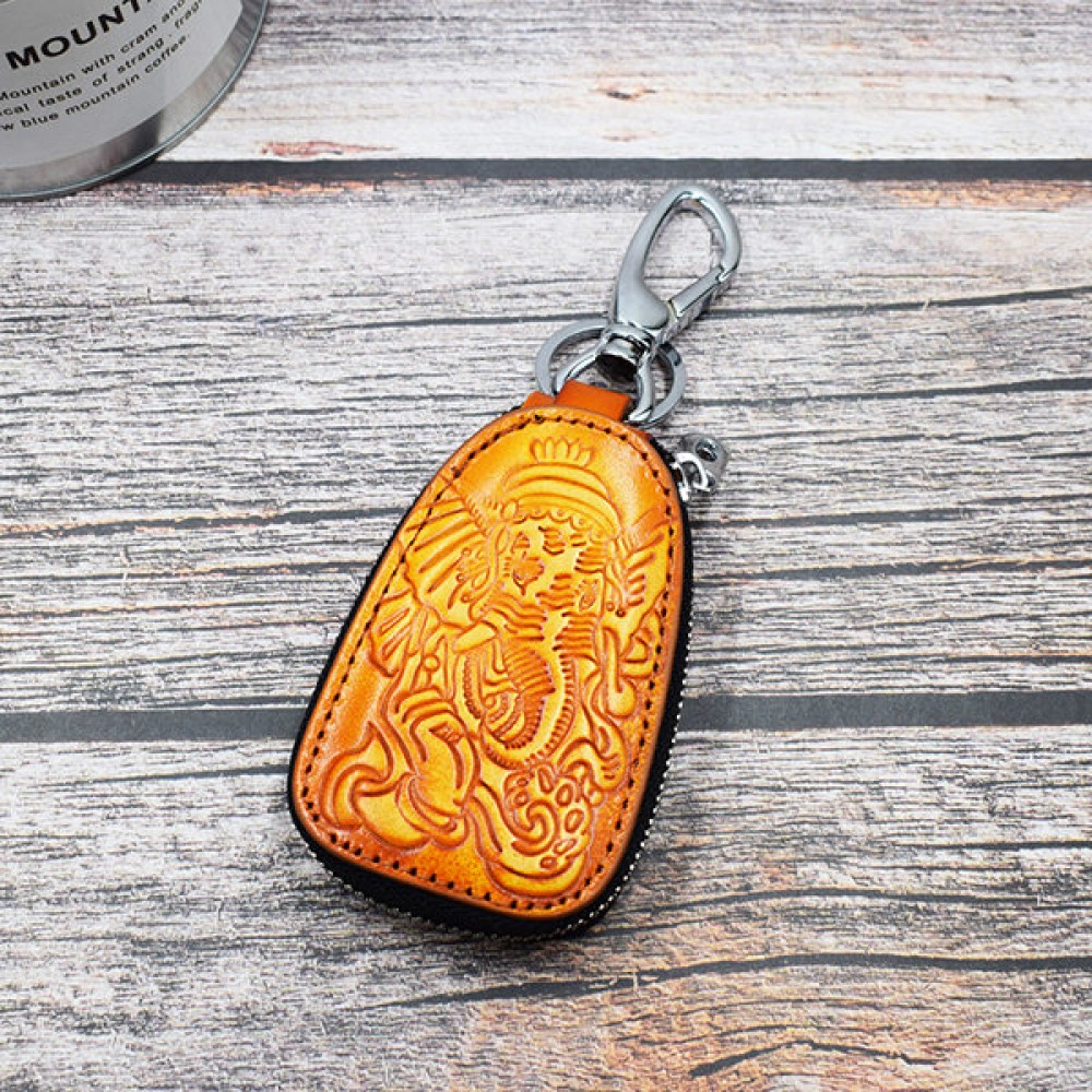 Men And Women Vintage Genuine Leather Embossed Key Wallet