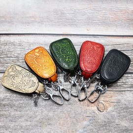 Men And Women Vintage Genuine Leather Embossed Key Wallet