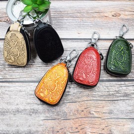 Men And Women Vintage Genuine Leather Embossed Key Wallet