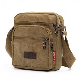 Men Casual Retro Canvas Shoulder Bags Multi-pocket Crossbody Bags