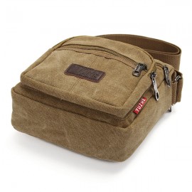 Men Casual Retro Canvas Shoulder Bags Multi-pocket Crossbody Bags