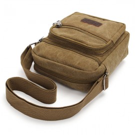 Men Casual Retro Canvas Shoulder Bags Multi-pocket Crossbody Bags