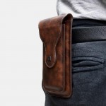Men EDC 6.3 Inch Genuine Leather Phone Holder Waist Belt Bag