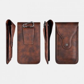 Men EDC 6.3 Inch Genuine Leather Phone Holder Waist Belt Bag