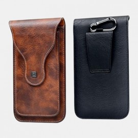 Men EDC 6.3 Inch Genuine Leather Phone Holder Waist Belt Bag