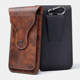 Men EDC 6.3 Inch Genuine Leather Phone Holder Waist Belt Bag