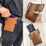 Men EDC 6.3 Inch Leather Phone Holder Waist Belt Bag