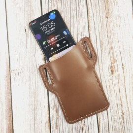 Men EDC 6.3 Inch Leather Phone Holder Waist Belt Bag
