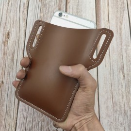 Men EDC 6.3 Inch Leather Phone Holder Waist Belt Bag