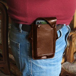 Men EDC 6.3”Inch Genuine Leather Phone Case