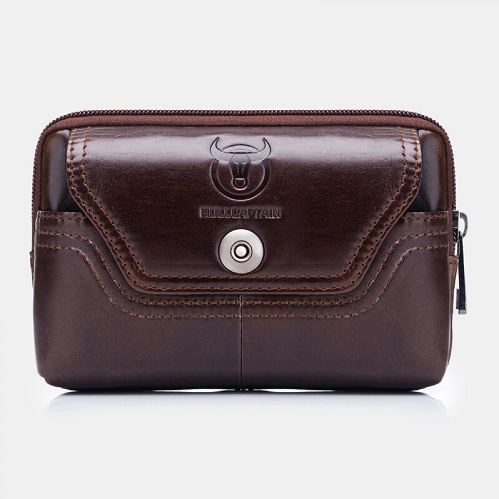 Men EDC Genuine Leather 5.5 Inch Phone Holder Waist Belt Bag