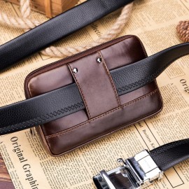 Men EDC Genuine Leather 5.5 Inch Phone Holder Waist Belt Bag