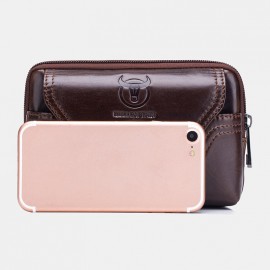 Men EDC Genuine Leather 5.5 Inch Phone Holder Waist Belt Bag