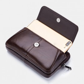Men EDC Genuine Leather 5.5 Inch Phone Holder Waist Belt Bag
