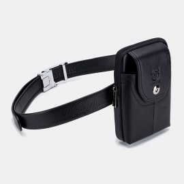 Men EDC Genuine Leather 5.5 Inch Phone Holder Waist Belt Bag