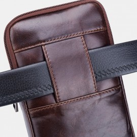 Men EDC Genuine Leather 5.5 Inch Phone Holder Waist Belt Bag