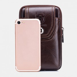 Men EDC Genuine Leather 5.5 Inch Phone Holder Waist Belt Bag