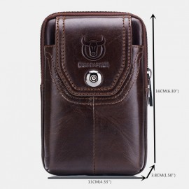 Men EDC Genuine Leather 5.5 Inch Phone Holder Waist Belt Bag