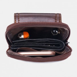 Men EDC Genuine Leather 5.5 Inch Phone Holder Waist Belt Bag