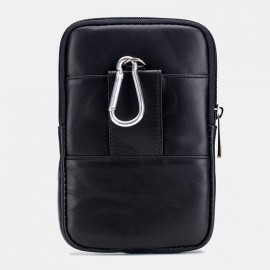 Men EDC Genuine Leather 5.5 Inch Phone Holder Waist Belt Bag