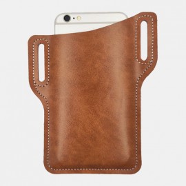 Men EDC Genuine Leather 6.3 Inch Phone Holder Case Waist Belt Bag