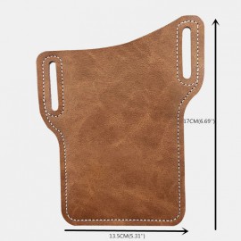 Men EDC Genuine Leather 6.3 Inch Phone Holder Case Waist Belt Bag