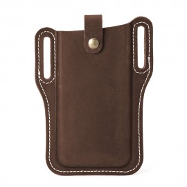Men EDC Genuine Leather 6.3 Inch Retro Short Cell Phone Case Belt Bag